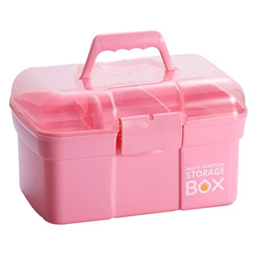 Kinsorcai 11'' Plastic Storage Box - Pink Organizer Case