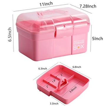 Kinsorcai 11'' Plastic Storage Box - Pink Organizer Case