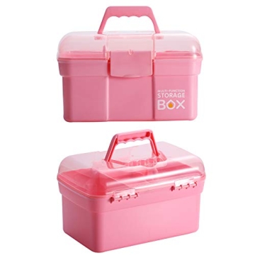 Kinsorcai 11'' Plastic Storage Box - Pink Organizer Case