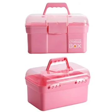 Kinsorcai 11'' Plastic Storage Box - Pink Organizer Case