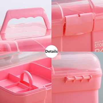 Kinsorcai 11'' Plastic Storage Box - Pink Organizer Case