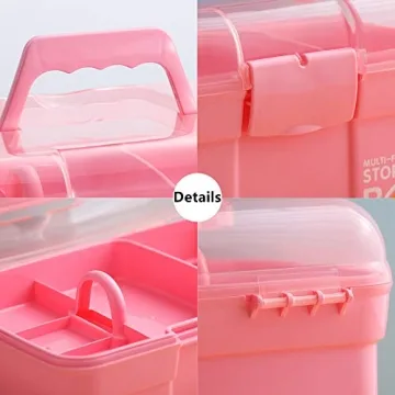 Kinsorcai 11'' Plastic Storage Box - Pink Organizer Case
