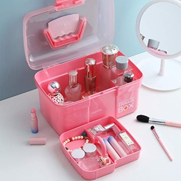 Kinsorcai 11'' Plastic Storage Box - Pink Organizer Case