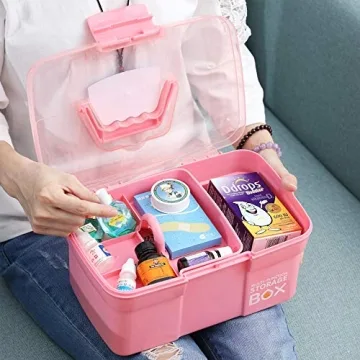 Kinsorcai 11'' Plastic Storage Box - Pink Organizer Case