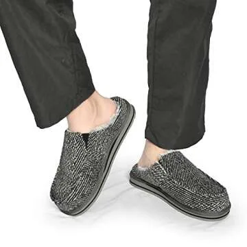 ONCAI Slipper for Men with Arch Support, Cotton-Blend Memory Foam House Slippers