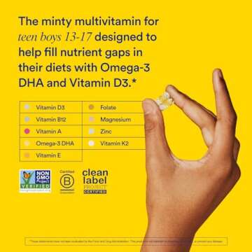 Ritual Teen Vitamins for Boys - Zinc, Vitamin A and D3 for Immune Function Support*, Omega-3 DHA & B...