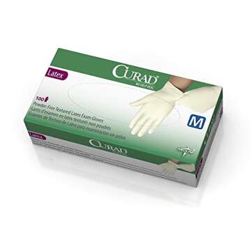 CURAD Comfort Disposable Medical Latex Gloves, Powder-Free, Textured, Premium Quality for Healthcare...