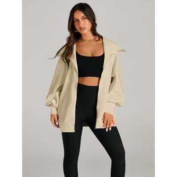 EFAN Fall Jackets Outfits for Women 2023 Clothing Oversized Full Zip Up Y2K Hoodies Aesthetic Sweaters Sweatshirts Womens Fashion Winter Trendy Cute College Clothes for Teen Girls Apricot