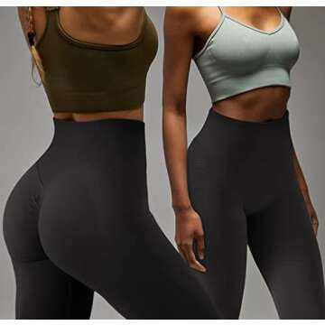 RUUHEE Women Contour Butt Lifting Leggings Seamless High Waisted Workout Yoga Pants(Small,Black-5)