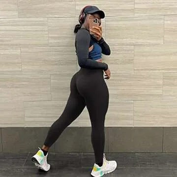 RUUHEE Women Contour Butt Lifting Leggings Seamless High Waisted Workout Yoga Pants(Small,Black-5)