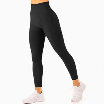 RUUHEE Women Contour Butt Lifting Leggings Seamless High Waisted Workout Yoga Pants(Small,Black-5)