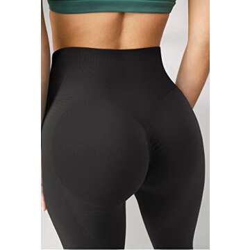 RUUHEE Women Contour Butt Lifting Leggings Seamless High Waisted Workout Yoga Pants(Small,Black-5)