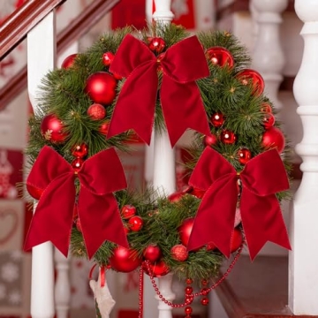 Ohapishop 15 Pcs Velvet Bows for Christmas Tree - 6 Inch Vintage Velvet Ribbon Christmas Bows for Gi...