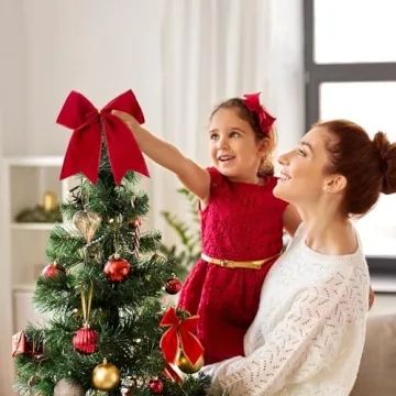 Ohapishop Velvet Bows - 15 Pcs 6 Inch Red Ribbon Christmas Decoration