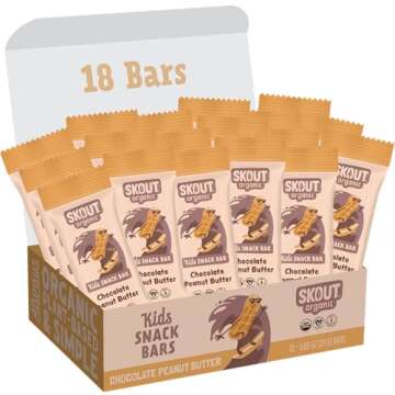 Skout Organic Chocolate Peanut Butter Kids Snack Bars (18 Pack) | Organic Kids Snack Bars | School S...