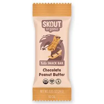 Skout Organic Chocolate Peanut Butter Kids Snack Bars (18 Pack) | Organic Kids Snack Bars | School Snacks & Lunch Snacks | No Refined Sugar | Vegan & Paleo | Gluten, Dairy, Grain Free