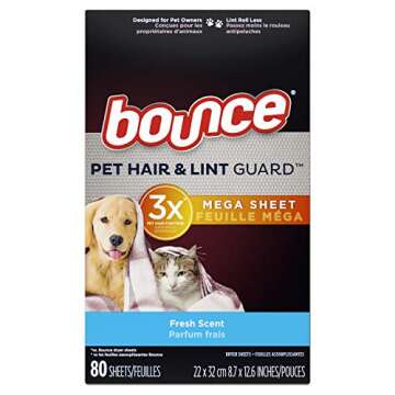 Bounce Pet Hair and Lint Guard Mega Dryer Sheets, Fresh Scent, 80 ct