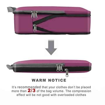 BAGAIL 4 Set/6 Set/8 Set Compression Packing Cubes Travel Accessories Expandable Packing Organizers(Burgundy ClothPattern 4 Set)