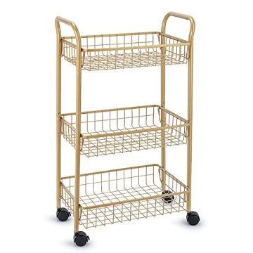 MNOPQ 3 Tier Rolling Utility Cart - Stylish Storage Trolley for Any Room