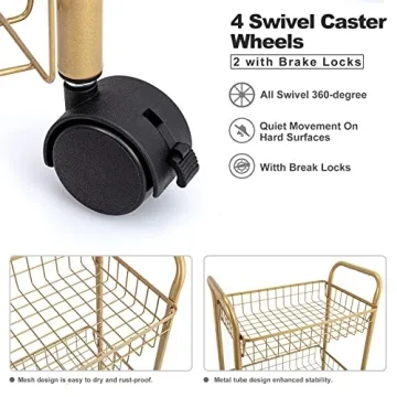 MNOPQ 3 Tier Rolling Utility Cart for Easy Organization