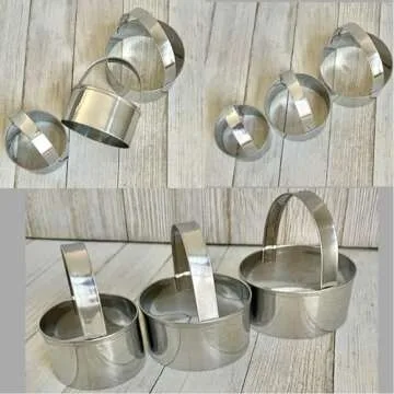 Maykito 3 Pieces Round Biscuit Cutter with Handle - Stainless Steel Round Circle Doughnut Cutter Bak...