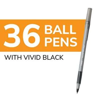 BIC Round Stic Grip Xtra Comfort Black Ballpoint Pens, Medium Point (1.2mm), 36-Count Pack, Perfect ...