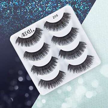 Ardell False Eyelashes Double Up 205 - Black, Dramatic Volume & Length Strip Lashes, Reusable Fake Lashes, 4 Pack