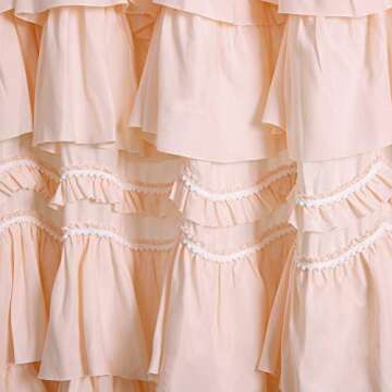 Lush Decor Kemmy Curtain | Ruffled, Textured Shabby Chic Style Window Panel for Living, Dining Room,...