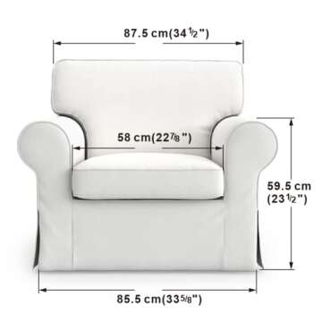 MASTERS OF COVERS Ektorp Armchair 5 Color Cotton Cover for The IKEA Ektorp Chair Slipcover Replacement (Cotton-White)-Not Fit for Uppland Series Sofa.