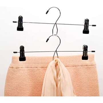 Tosnail 15 Pack Stackable Skirt Pants Clothes Hangers with Non-Slip Clips, Add-On Hangers, Cascading Hangers Space Saving Closet Organizer