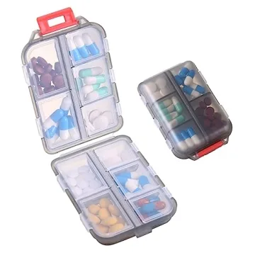 Zuihug 1Pack Travel Pill Organizer - 10 Compartments Pill Case, Compact and Portable Pill Box, Perfe...