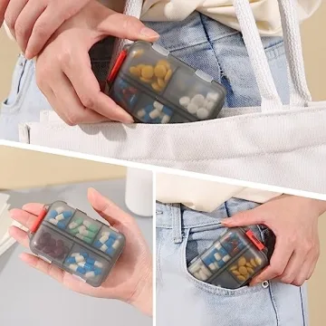 Zuihug Travel Pill Organizer - Compact 10 Compartments for Travel