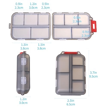 Zuihug Travel Pill Organizer - Compact 10 Compartments for Travel