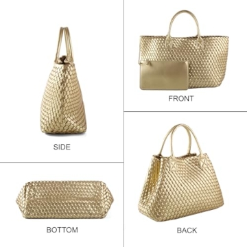Luxury Woven Tote Bag with Vegan Leather for Her