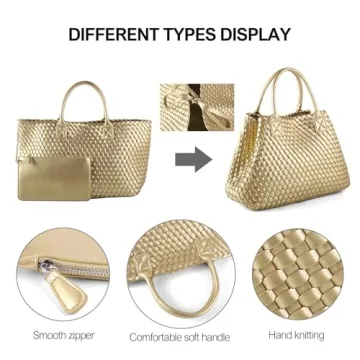 Luxury Woven Tote Bag with Vegan Leather for Her