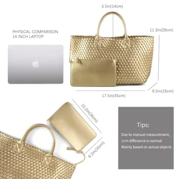 Luxury Woven Tote Bag with Vegan Leather for Her