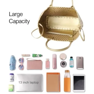 Luxury Woven Tote Bag with Vegan Leather for Her