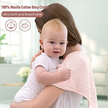 Yoofoss Muslin Burp Cloths 10 Pack Soft Absorbent Baby Washcloths