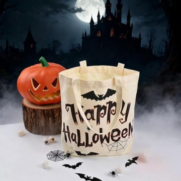 sanchlor 13.8" Large Halloween Tote Bag (Happy Halloween)