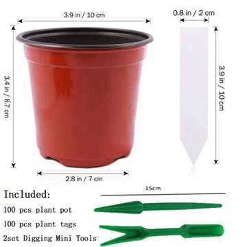 80 Packs Plastic Plants Nursery Pot Seed Starting Pots for Seedlings Cuttings Transplanting Flower P...