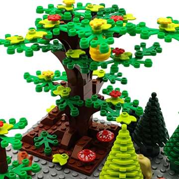 ZHX Garden Park Building Block Parts Botanical Scenery Accessories Plant Set Building Bricks Toy Trees Flowers Compatible All Major Brands (Without Baseplate)