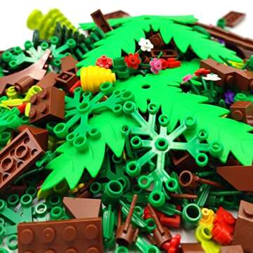 ZHX Garden Park Building Block Parts Botanical Scenery Accessories Plant Set Building Bricks Toy Trees Flowers Compatible All Major Brands (Without Baseplate)