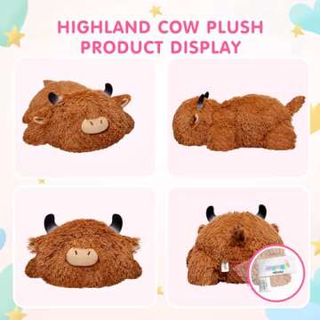Mewaii Weighted Highland Cow Plush, Weighted Stuffed Animals 4.0 Lbs, Weighted Cow Plush for Kids, Highland Cow Stuffed Animals, Weighted Plush Toy Birthday Gifts for Women, Girls and Males (23 inch)