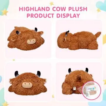 Mewaii Weighted Highland Cow Plush, Weighted Stuffed Animals 4.0 Lbs, Weighted Cow Plush for Kids, Highland Cow Stuffed Animals, Weighted Plush Toy Birthday Gifts for Women, Girls and Males (23 inch)