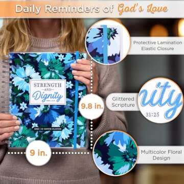 Christian Art Gifts Inspirational 18 Month Wirebound 2025 Planner for Women: Strength and Dignity - ...