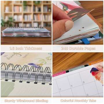 Christian Art Gifts Inspirational 18 Month Wirebound 2025 Planner for Women: Strength and Dignity - Encouraging Bible Verse Personal Week Organizer w/Elastic Closure Aug 2024-Jan 2026, Blue Floral