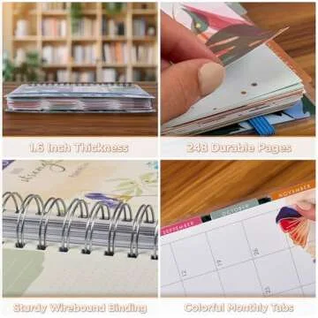 Christian Art Gifts Inspirational 18 Month Wirebound 2025 Planner for Women: Strength and Dignity - Encouraging Bible Verse Personal Week Organizer w/Elastic Closure Aug 2024-Jan 2026, Blue Floral