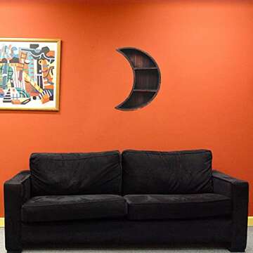 Ubrand Moon Room Decor - 3 Crystal Shelf, Reversible Wooden Essential Oil Shelf, Wall Mounted Floating Jewelry Holder