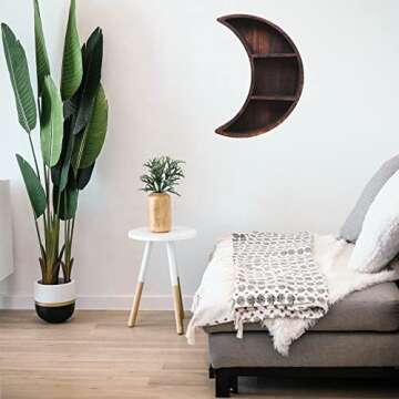 Ubrand Moon Room Decor - 3 Crystal Shelf, Reversible Wooden Essential Oil Shelf, Wall Mounted Floating Jewelry Holder