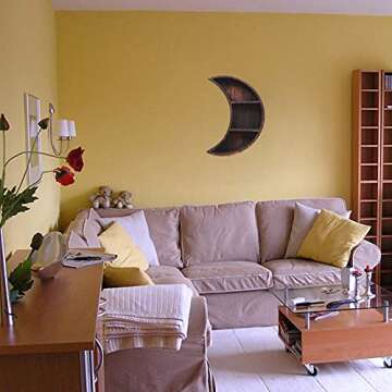 Ubrand Moon Room Decor - 3 Crystal Shelf, Reversible Wooden Essential Oil Shelf, Wall Mounted Floating Jewelry Holder